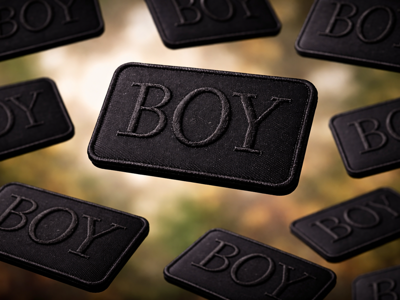 Аплікація для одягу нашивка №219 чорний прямокутник BOY 9шт/7.5х5.5см 4820001003033 фото