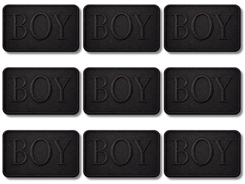 Аплікація для одягу нашивка №219 чорний прямокутник BOY 9шт/7.5х5.5см 4820001003033 фото