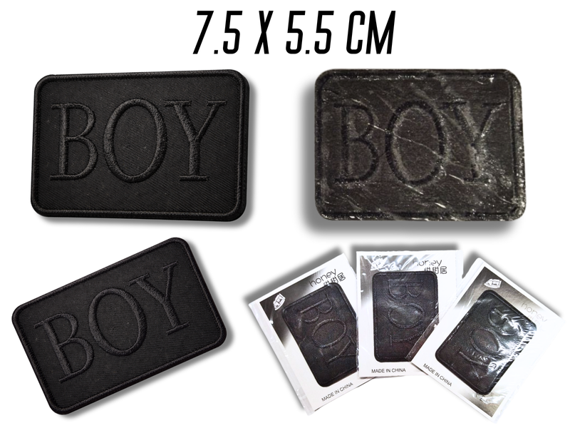 Аплікація для одягу нашивка №219 чорний прямокутник BOY 9шт/7.5х5.5см 4820001003033 фото