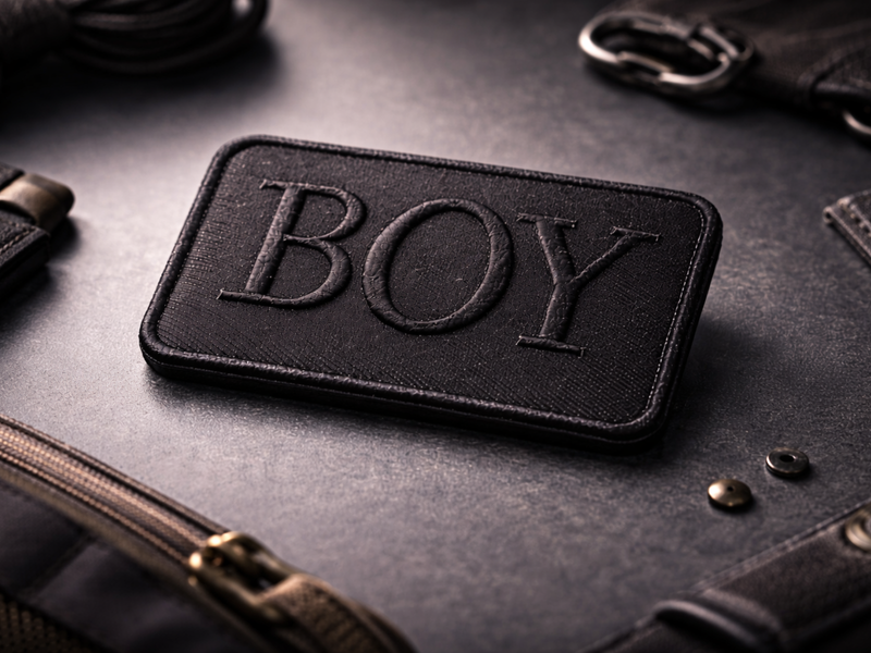 Аплікація для одягу нашивка №219 чорний прямокутник BOY 9шт/7.5х5.5см 4820001003033 фото