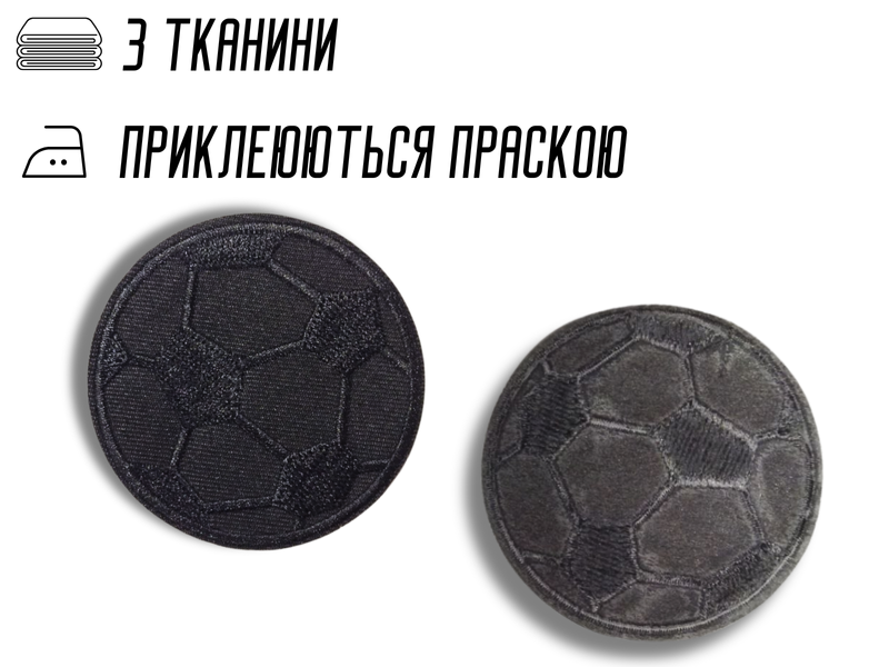 Аплікація для одягу нашивка №220 чорний футбольний м'яч 9шт/D:6см 4820001003034 фото