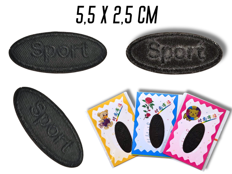 Аплікація для одягу нашивка №128 Sport чорний 9шт/5.5х2.5см 4820001003009 фото