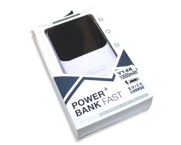 Power Bank Viaking Y148 10000 мАг портативний акумулятор зі світлодіодним дисплеєм ліхтариком та 4 кабелями Бузковий 4820001002749 фото