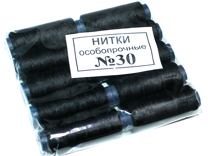Нитки №30 чорні 10шт 4820000000385 фото