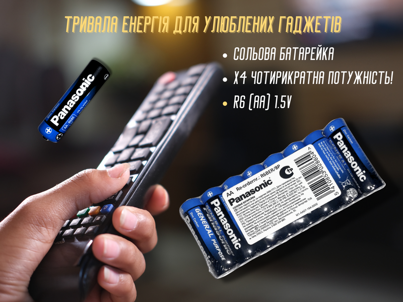 Батарейка пальчикова Panasonic R6BE/AA/1.5V 1шт 4820001002244 фото