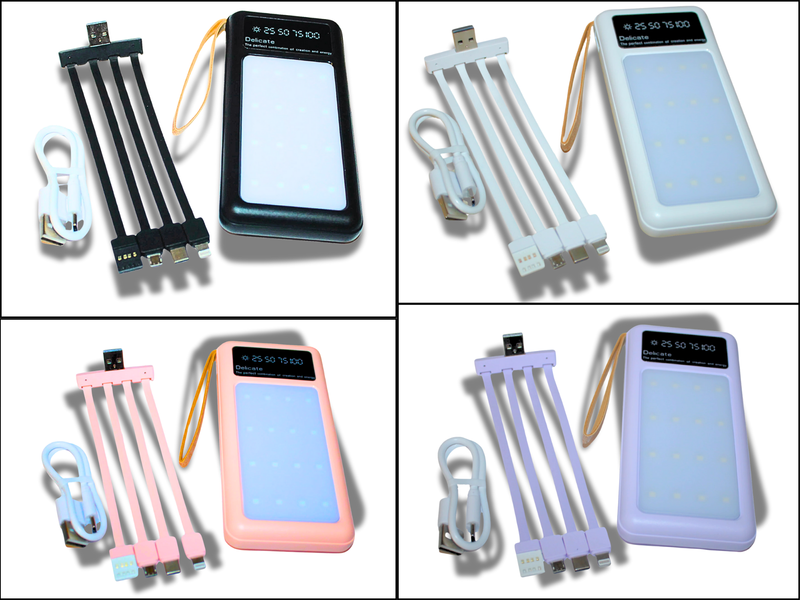 Power Bank Viaking Y158 10000 мАч портативный аккумулятор с прожекторной панелью и 4 кабелями Черный 4820001002750 фото