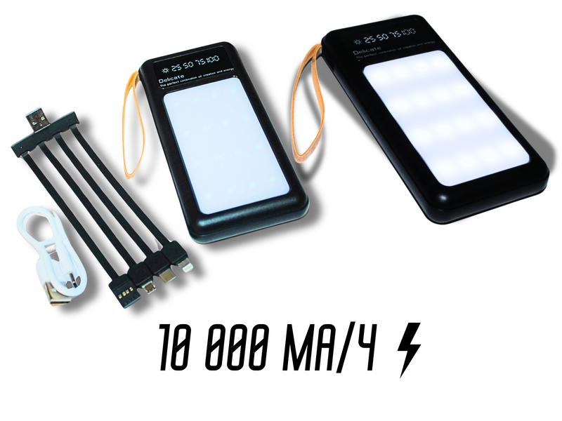 Power Bank Viaking Y158 10000 мАч портативный аккумулятор с прожекторной панелью и 4 кабелями Черный 4820001002750 фото