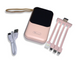 Power Bank Viaking Y148 10000 мАг портативний акумулятор зі світлодіодним дисплеєм ліхтариком та 4 кабелями Персиковий 4820001002749 фото