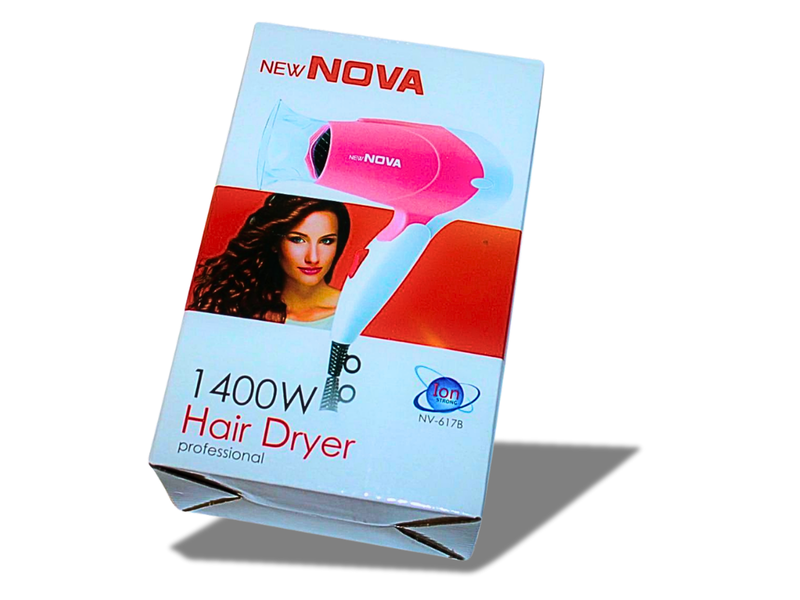 Фен дорожній розкладний для волосся з насадкою NOVA NV-617B/1400W/14см/19см 4820001002754 фото