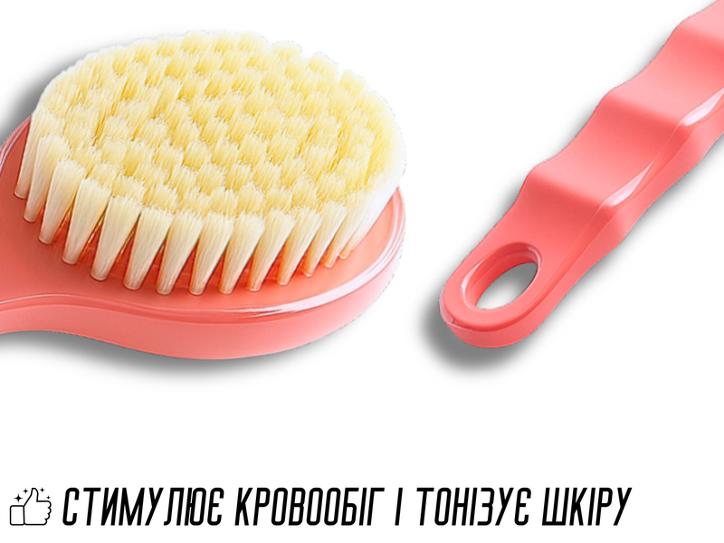 Щетка для душа массажная с пластмассовой ручкой 2в1 35см Оливковый 4820001001790 фото