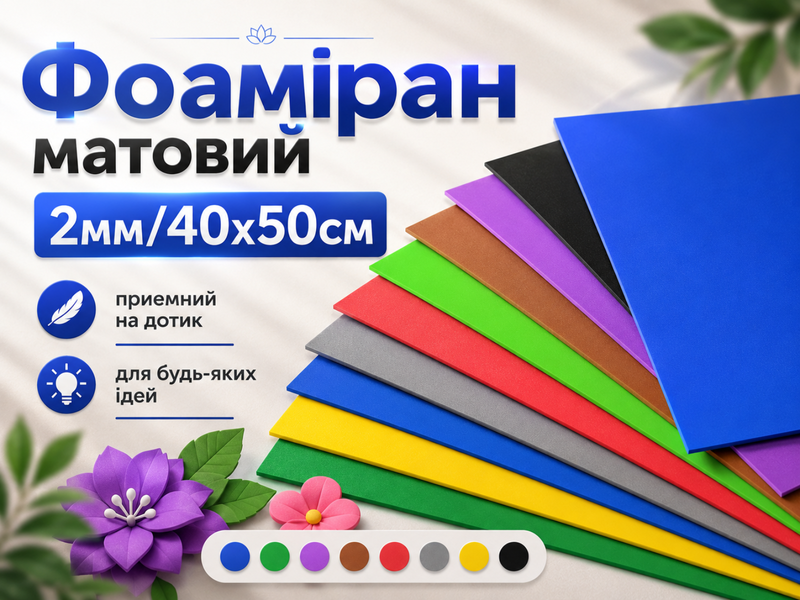 Фоаміран матовий 2мм/40х50см Чорний 4820001003045 фото