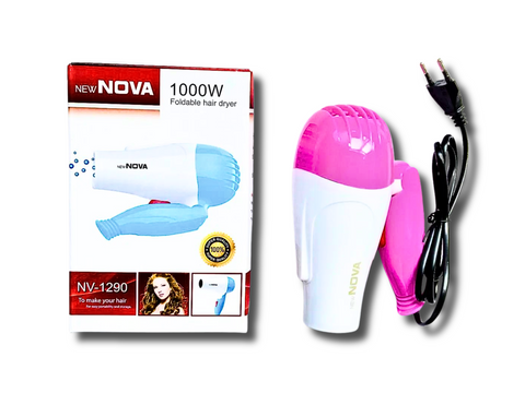 Фен дорожный раскладной для волос NOVA NV-1290/1000W/16см/18см Голубой 4820000000763 фото