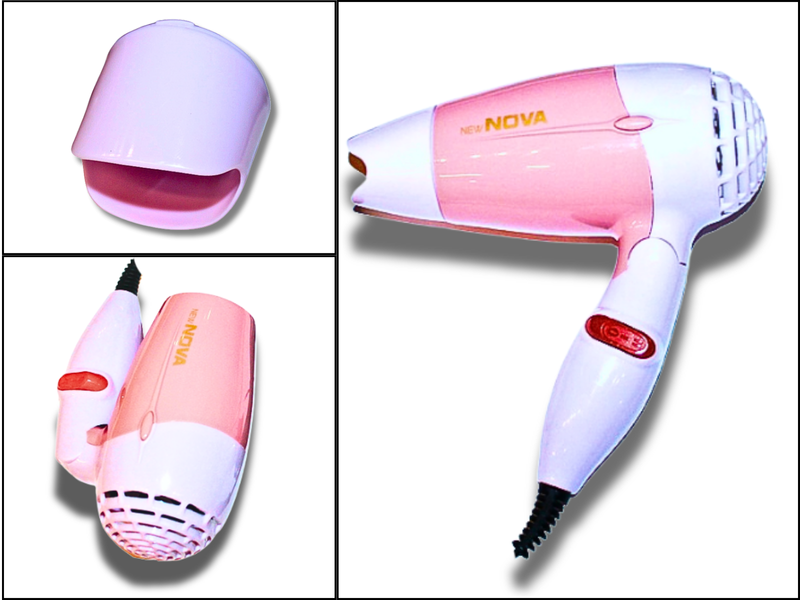 Фен дорожній розкладний для волосся з насадкою NOVA NV-662/1000W/13см/17см Блакитний 4820001002755 фото