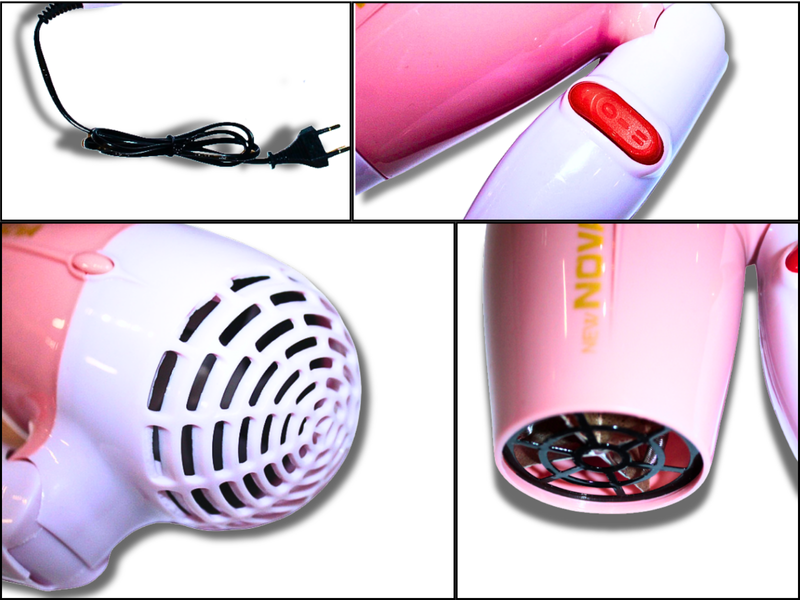 Фен дорожній розкладний для волосся з насадкою NOVA NV-662/1000W/13см/17см Блакитний 4820001002755 фото