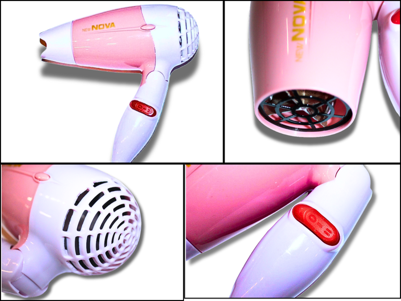 Фен дорожній розкладний для волосся з насадкою NOVA NV-662/1000W/13см/17см Блакитний 4820001002755 фото
