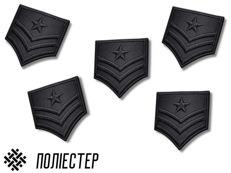 Аппликация для одежды нашивка №136 черный шеврон (звезда и полоски) 9шт/4х4см 4820001003020 фото