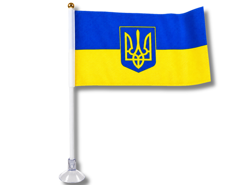Прапорець на присосці двосторонній UKRAINE 14х21см 4820000000965 фото