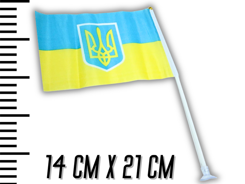Прапорець на присосці двосторонній UKRAINE 14х21см 4820000000965 фото