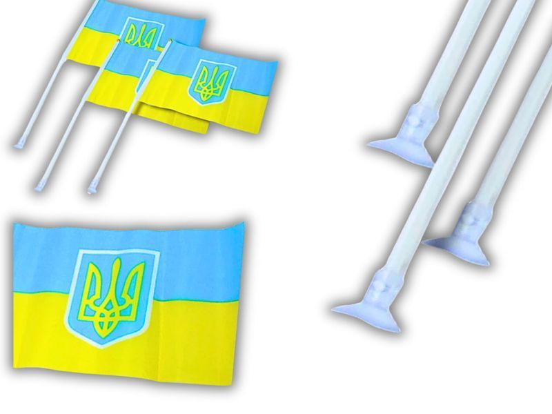 Прапорець на присосці двосторонній UKRAINE 14х21см 4820000000965 фото