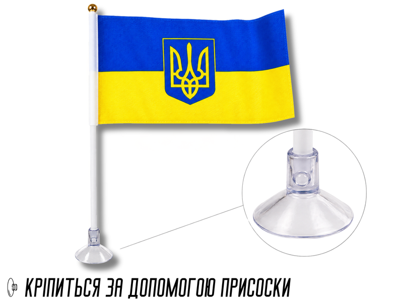 Флажок на присоске двусторонний UKRAINE 14х21см 4820000000965 фото
