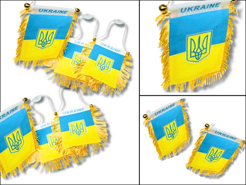 Прапорець на присосці з бахромою UKRAINE 12х8см 4820000000930 фото