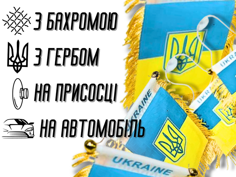 Флажок на присоске с бахромой UKRAINE 12х8см 4820000000930 фото