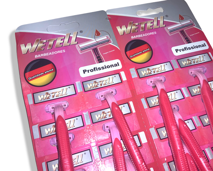 Станки для бритья одноразовые пластмассовые розовые WETELL Profissional 24шт/11см 4820001002714 фото