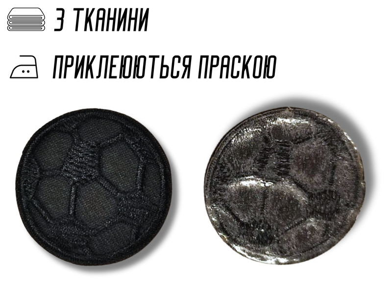 Аплікація для одягу нашивка №139 чорний футбольний м'яч 9шт/D:3,2см 4820001003022 фото