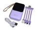 Power Bank Viaking Y148 10000 мАг портативний акумулятор зі світлодіодним дисплеєм ліхтариком та 4 кабелями Бузковий 4820001002749 фото