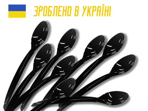 Ложка одноразовая столовая пластиковая черная 18см 4820001001768 фото