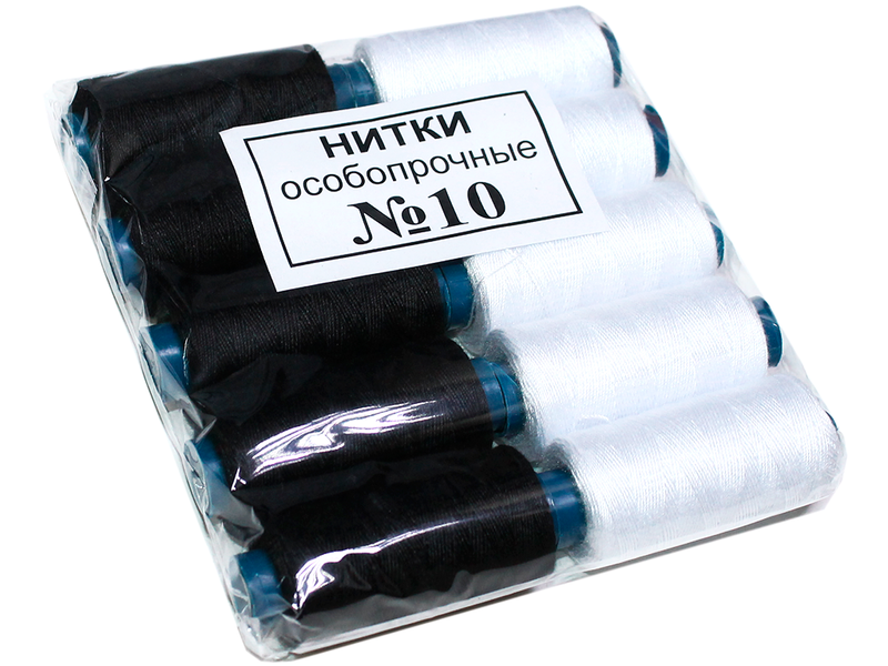 Нитки №10 5шт черные и 5шт белые 4820001002094 фото
