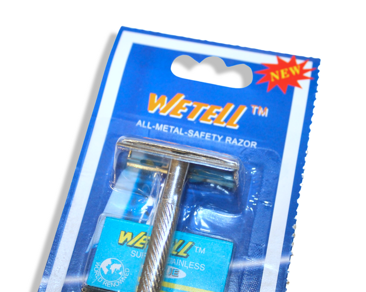 Станок для гоління Wetell металевий на планшеті з лезом 9см 4820000001048 фото