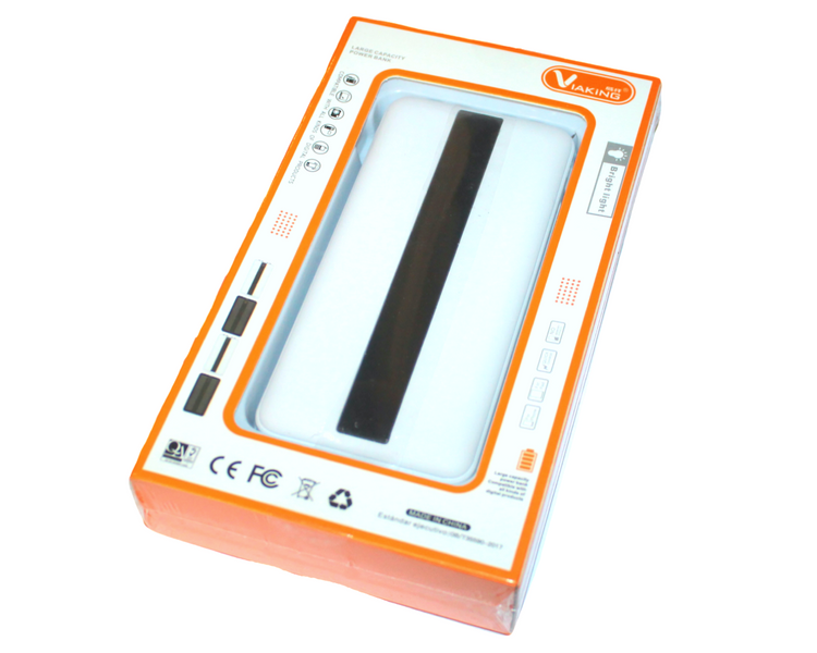 Power Bank Viaking GB059 10000 мАч портативный аккумулятор с фонариком индикатором зарядки и 4 кабелями Белый 4820001002751 фото