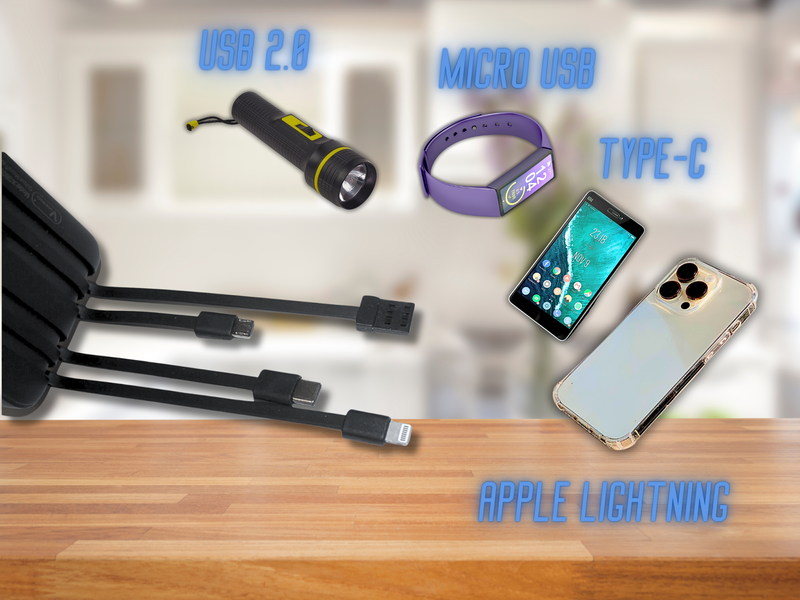Power Bank Viaking GB059 10000 мАч портативный аккумулятор с фонариком индикатором зарядки и 4 кабелями Белый 4820001002751 фото